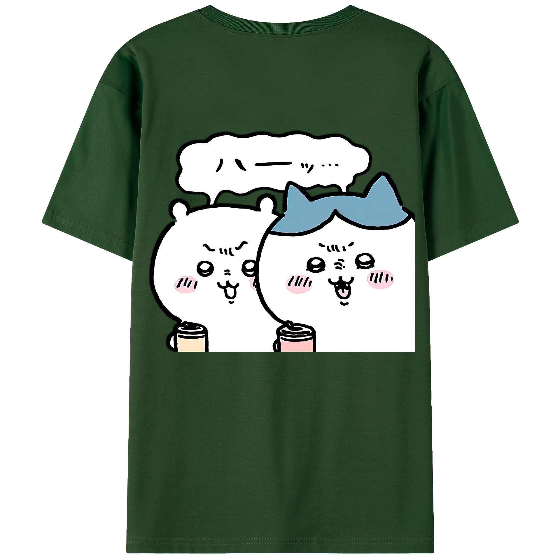 （画像用） ちいかわ ハチワレ Chii-kawa hachiware 綿100％半袖Tシャツ（背面プリント）